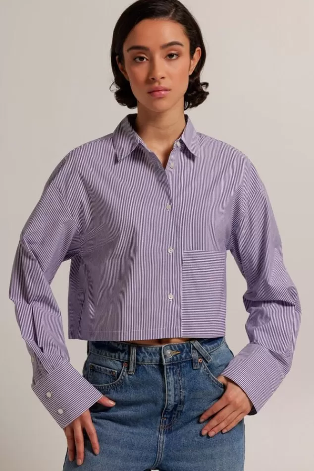 Blouses<America Today Blouse Britney Stripe | Babyblue | White