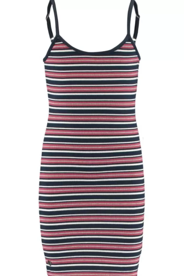 Jurken<America Today Jurk all-over streepprint Green/blue | Red/navy
