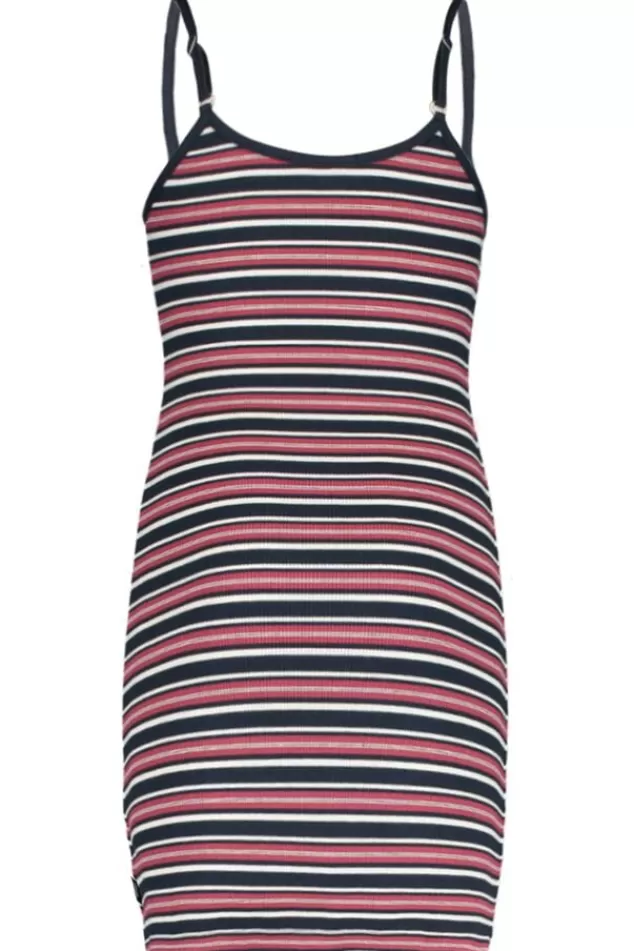 Jurken<America Today Jurk all-over streepprint Green/blue | Red/navy