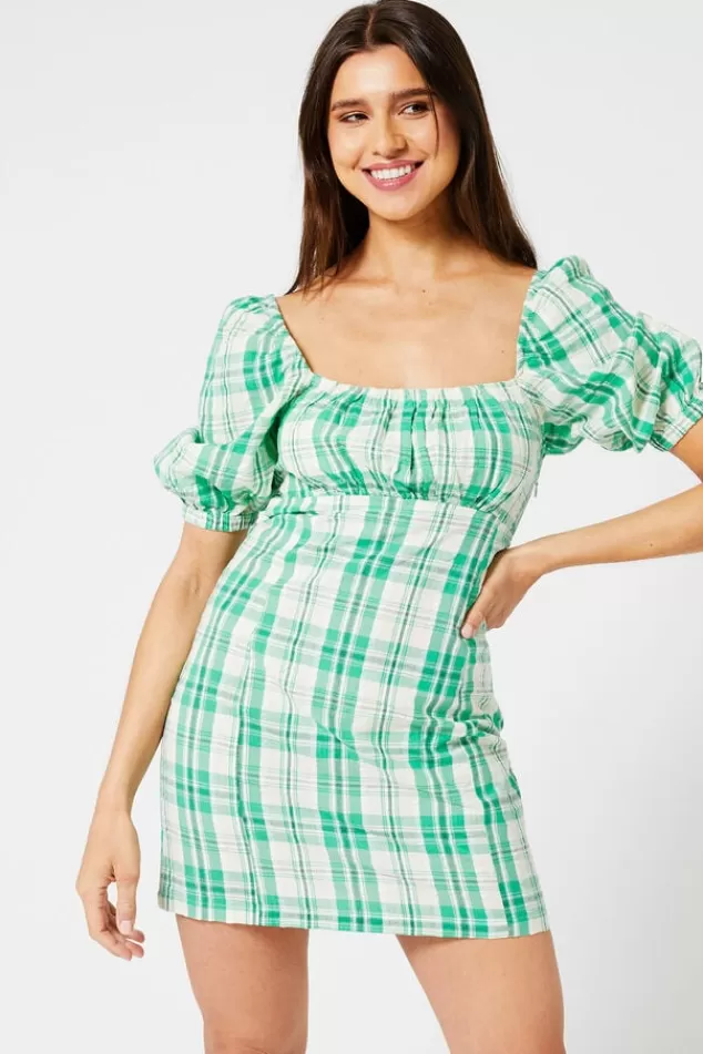 Jurken<America Today Jurk Dora Check | Orange/blue