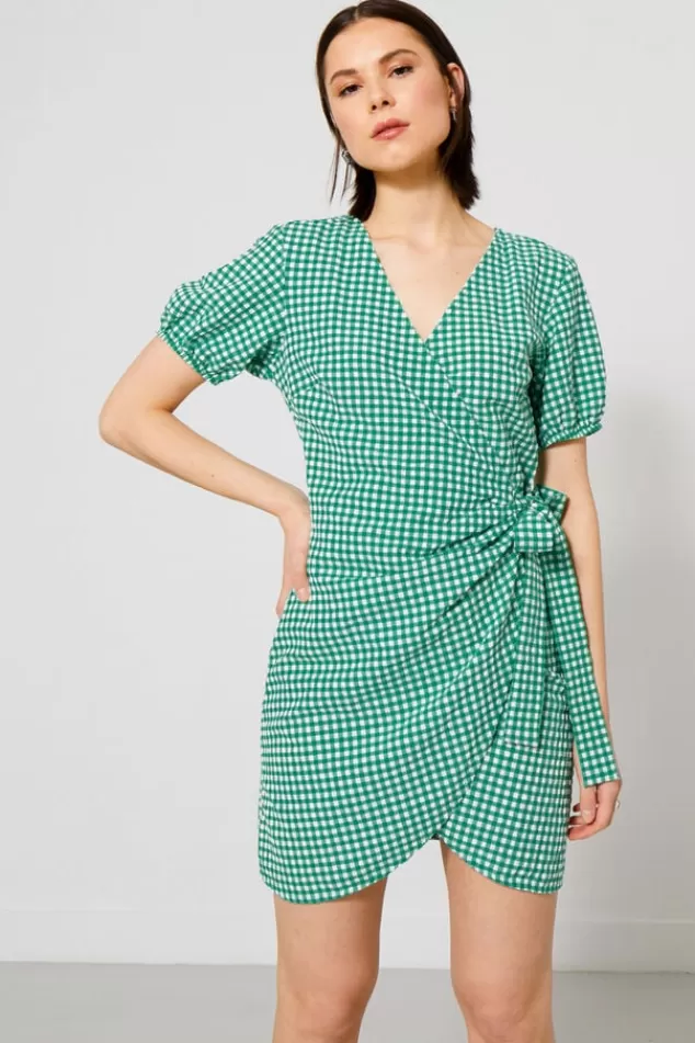 Jurken<America Today Jurk overslag White/green