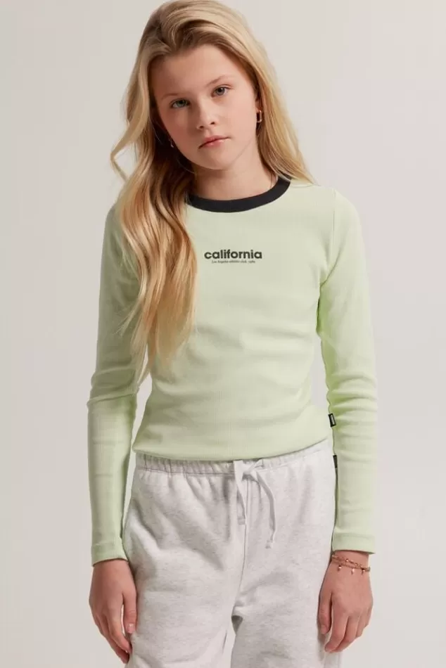 T-shirts &Tops<America Today Longsleeve Lauri JR Lime | Offwhite