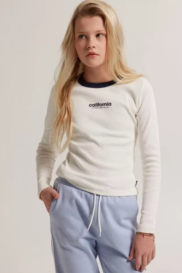 T-shirts &Tops<America Today Longsleeve Lauri JR Lime | Offwhite