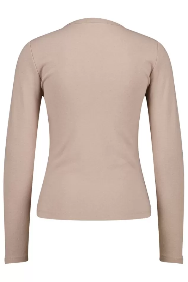 T-shirts & Tops<America Today Longsleeve Lesly Black | Mocca | Offwhite