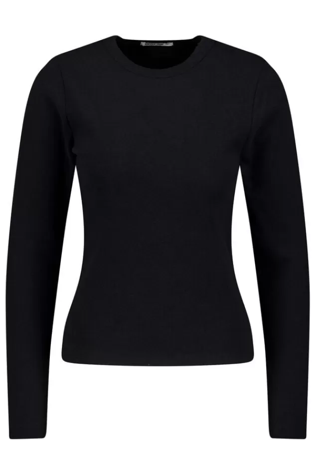 T-shirts & Tops<America Today Longsleeve Lesly Black | Mocca | Offwhite