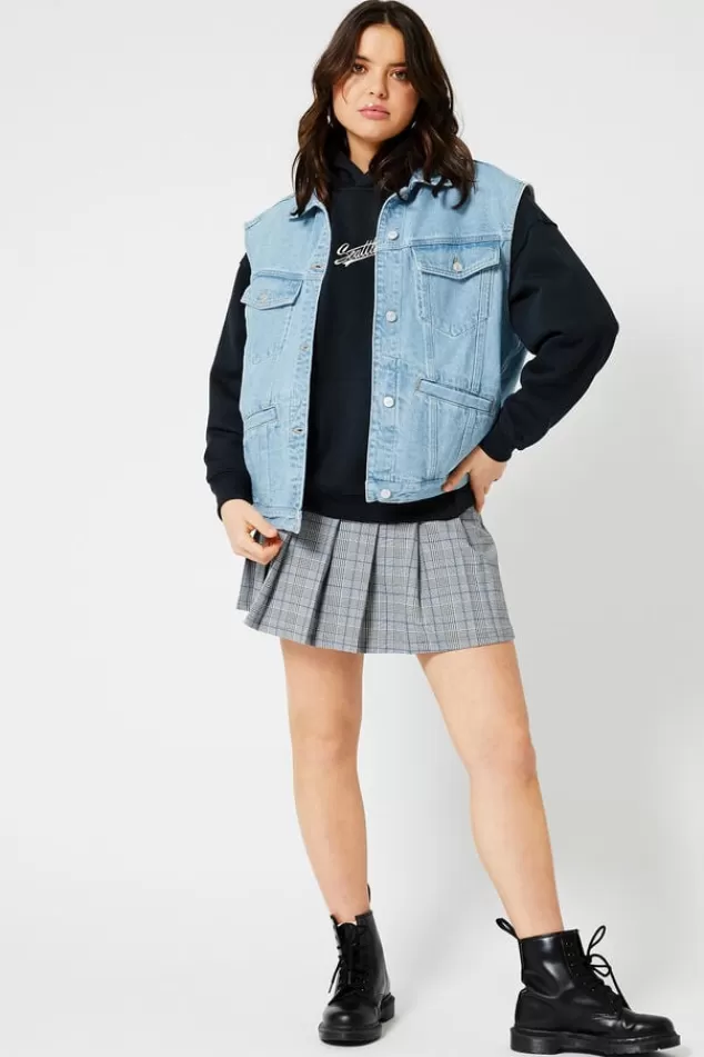 Rokken<America Today Plooirok Rider Grey/blue