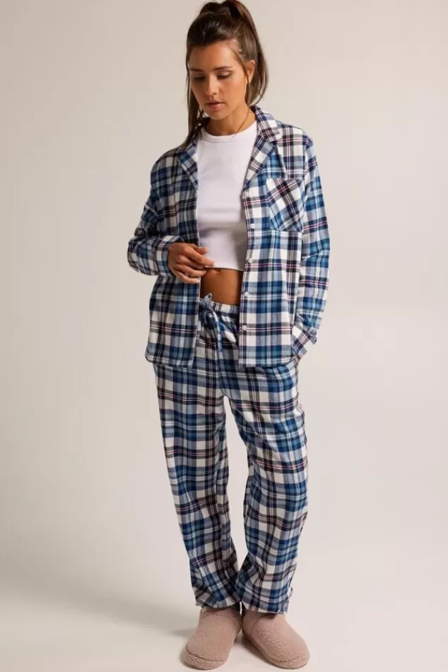 Pyjama | Ondergoed & Lounge<America Today Pyjama Labello Shirt Blue/white