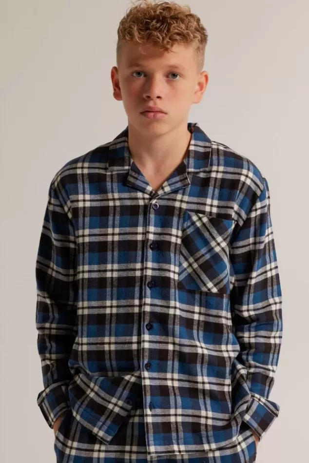 Ondergoed & Lounge<America Today Pyjama Nathan JR Shirt Blue/navy | Green/blue | Red/blue