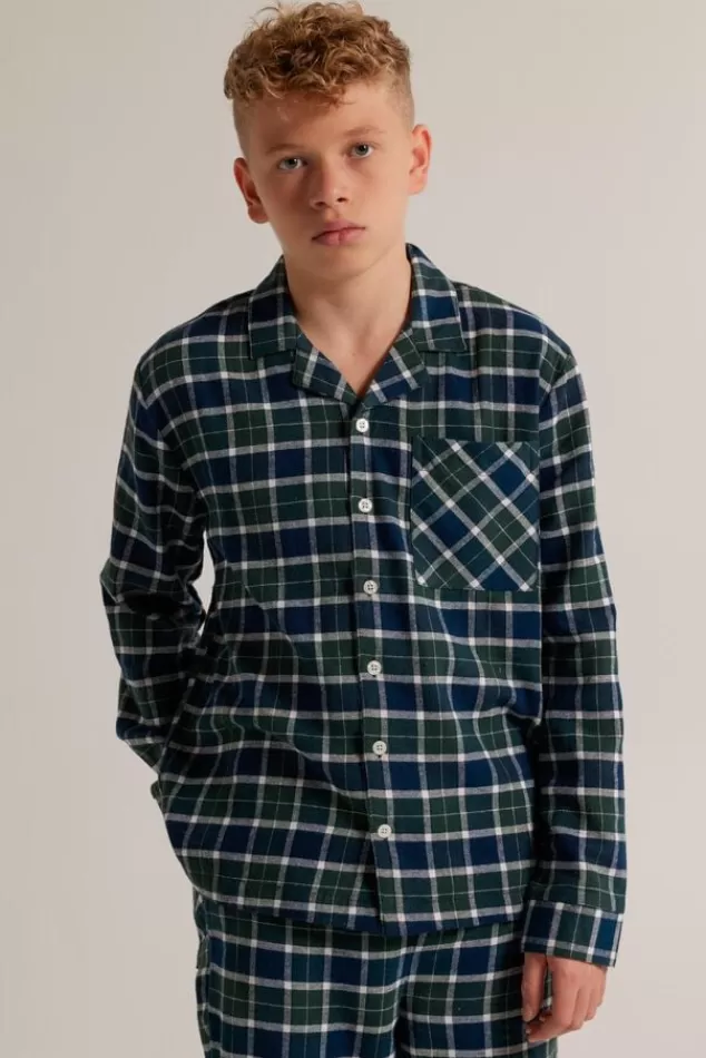 Ondergoed & Lounge<America Today Pyjama Nathan JR Shirt Blue/navy | Green/blue | Red/blue