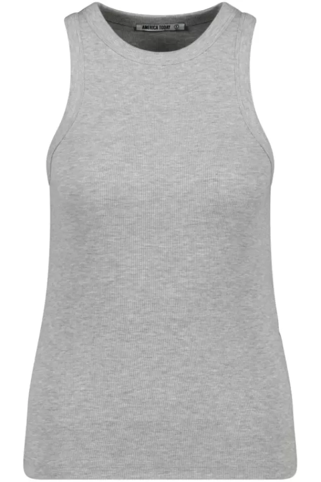 Ondergoed & Lounge | T-shirts & Tops<America Today Singlet Gia Lightgreymelange | White | Lightkhaki