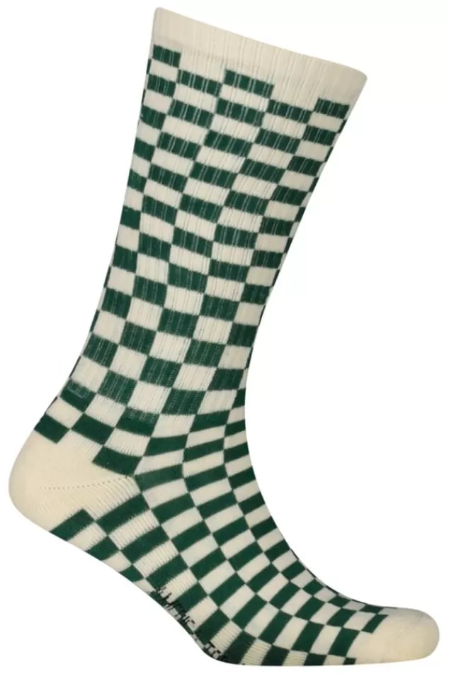 Accessoires | Sokken<America Today Sokken ruit Tula B Black/white | Pinegreen