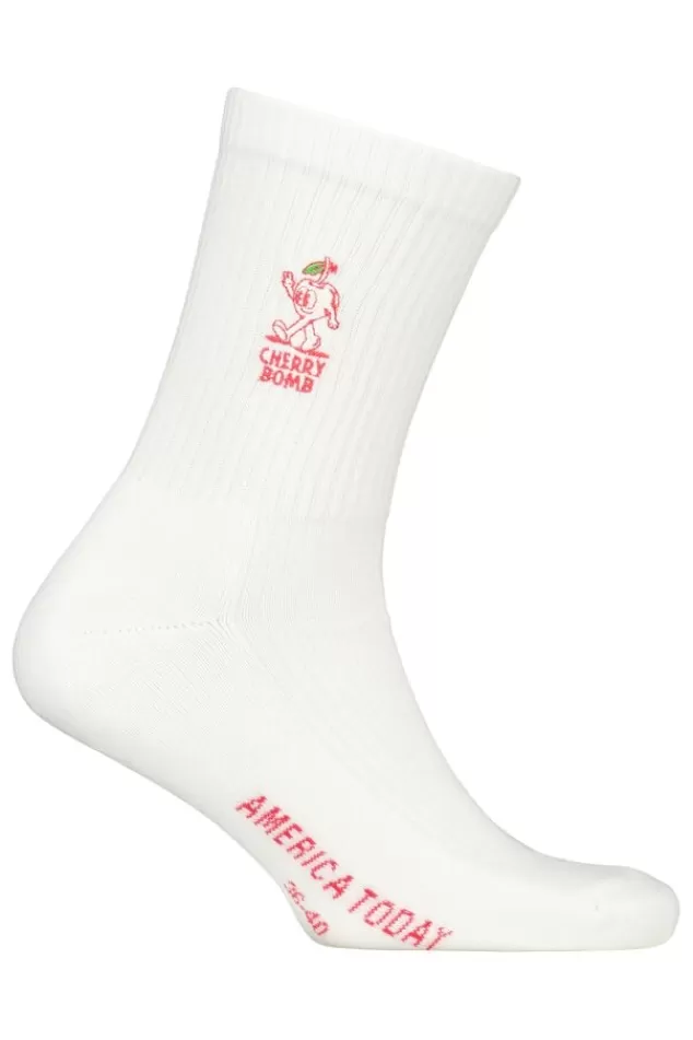 Sokken | Accessoires<America Today Sokken Thabo Fun White/green | Cherryred | White/purple