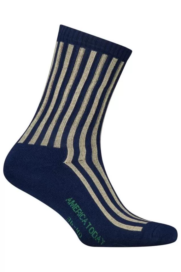 Sokken | Accessoires<America Today Sokken Toca AOP Navy/khaki | Softpink