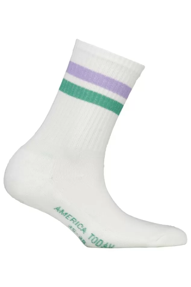 Accessories | Accessoires<America Today Sokken Toca JR Yellow/white | White/purple