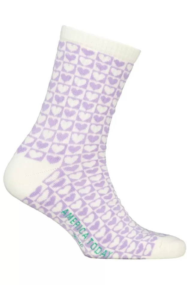 Sokken | Accessoires<America Today Sokken Tula B AOP Vintageblue | Lightpurple
