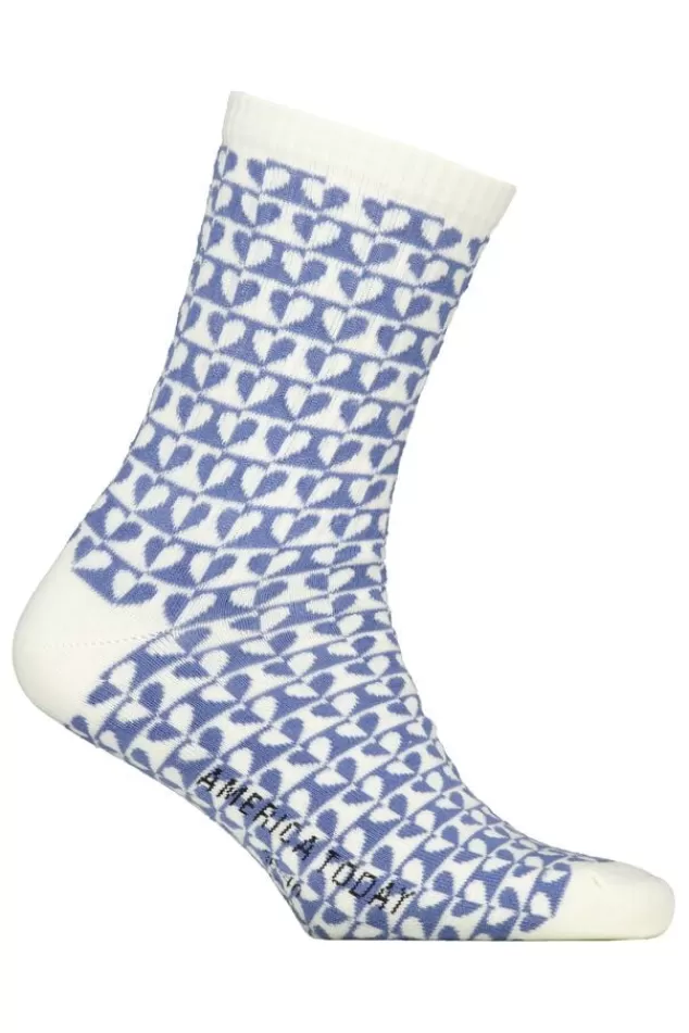 Sokken | Accessoires<America Today Sokken Tula B AOP Vintageblue | Lightpurple