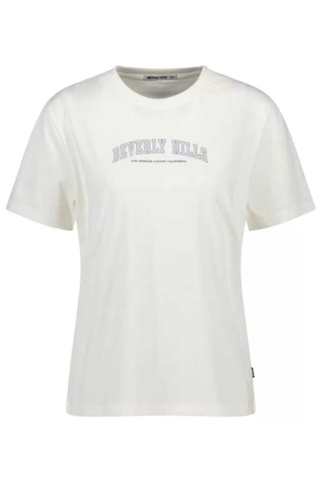 T-shirts & Tops<America Today T-shirt Elaine Washedblack | Offwhite