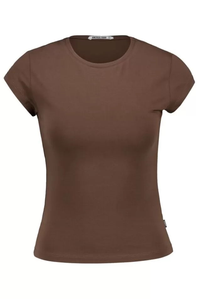 Ondergoed & Lounge<America Today T-shirt Gladys Black | Brown | White | Cascade